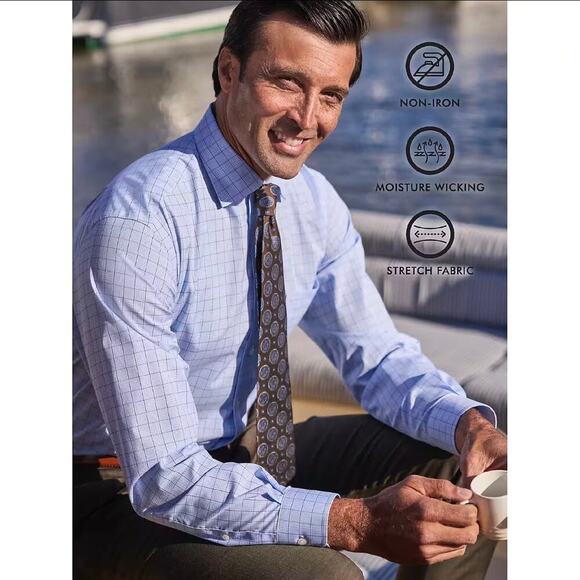 NWT Jos A Bank Traveler Collection Tailored Fit Button Down Dress Shirt 171/2-34 - Picture 6 of 6